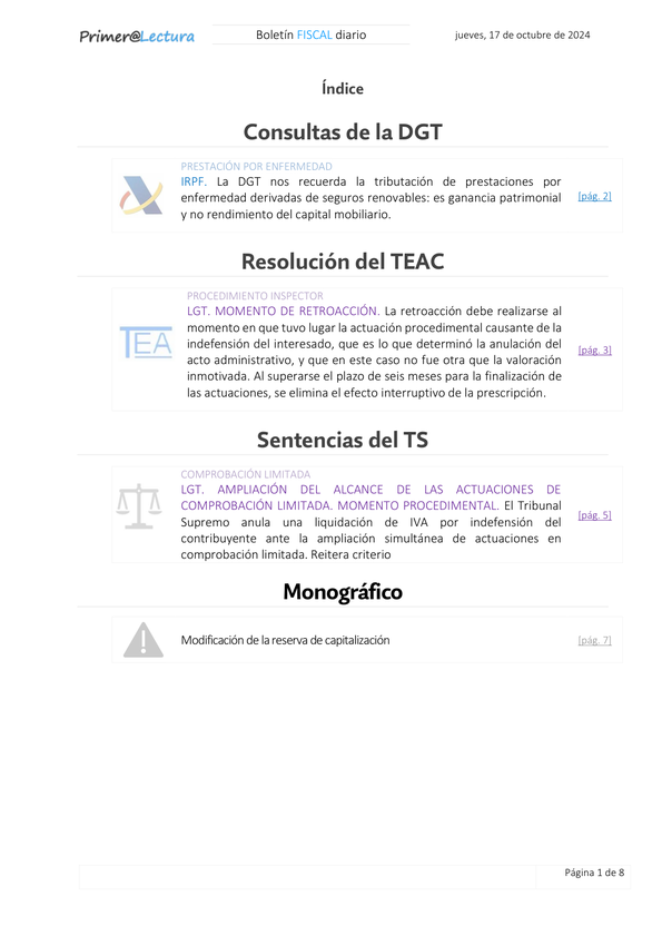 Boletín fiscal 17/10/2024