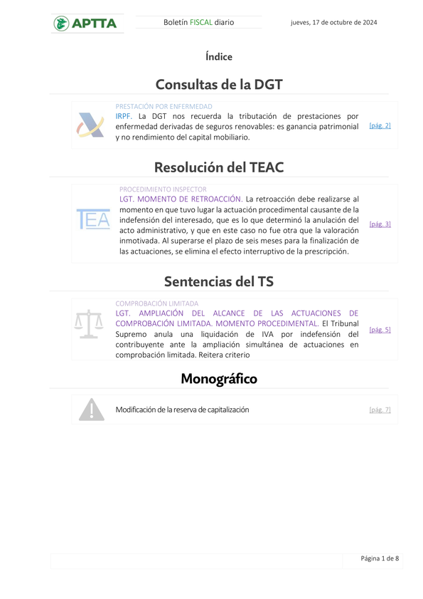 Boletín fiscal 17/10/2024