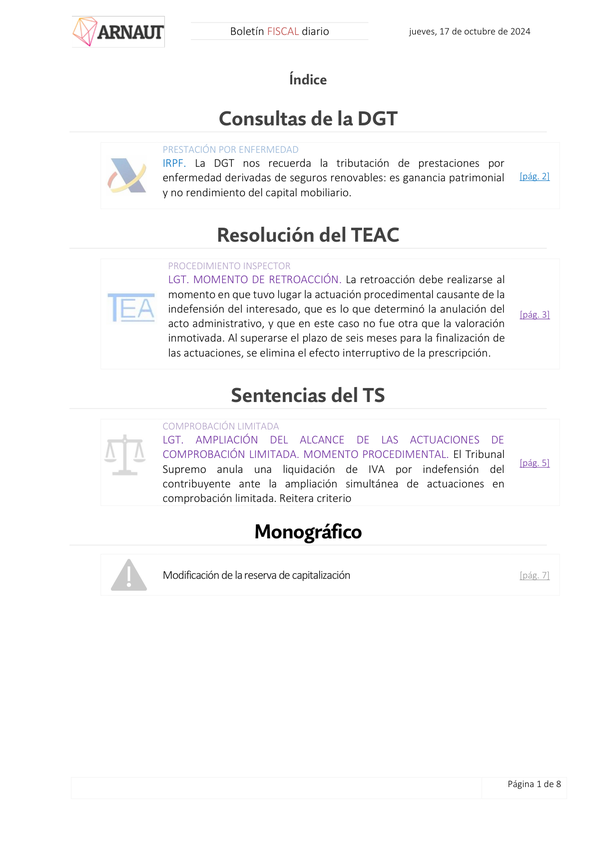 Boletín fiscal 17/10/2024