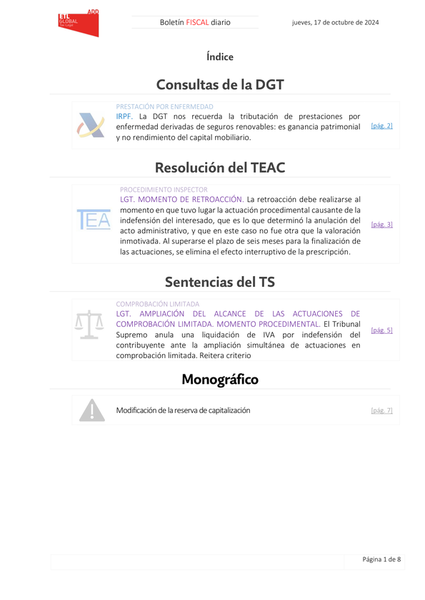 Boletín fiscal 17/10/2024