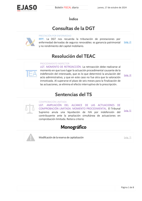 Boletín fiscal 17/10/2024