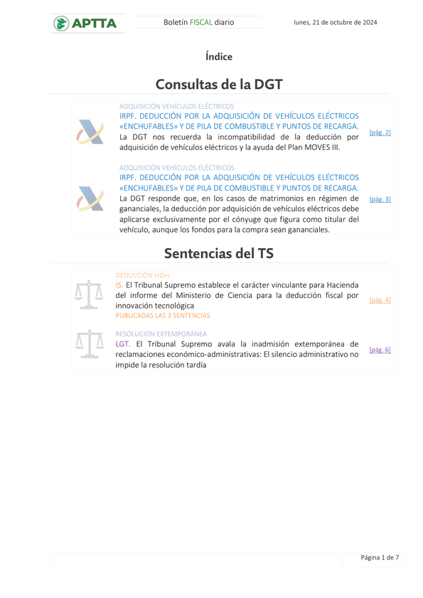 Boletín fiscal 21/10/2024