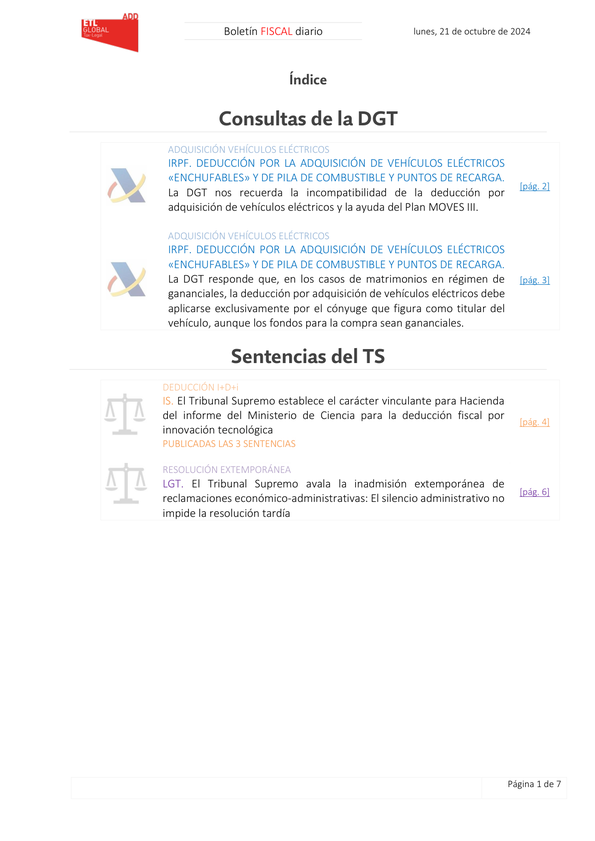 Boletín fiscal 21/10/2024