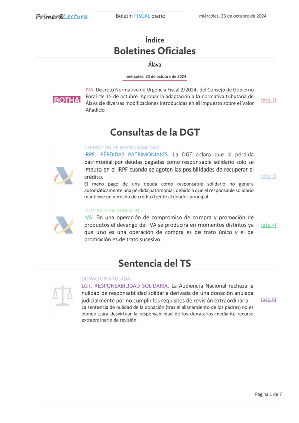 Boletín fiscal 23/10/2024