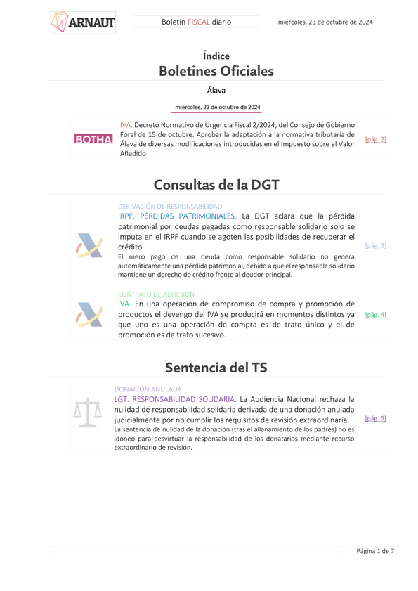 Boletín fiscal 23/10/2024
