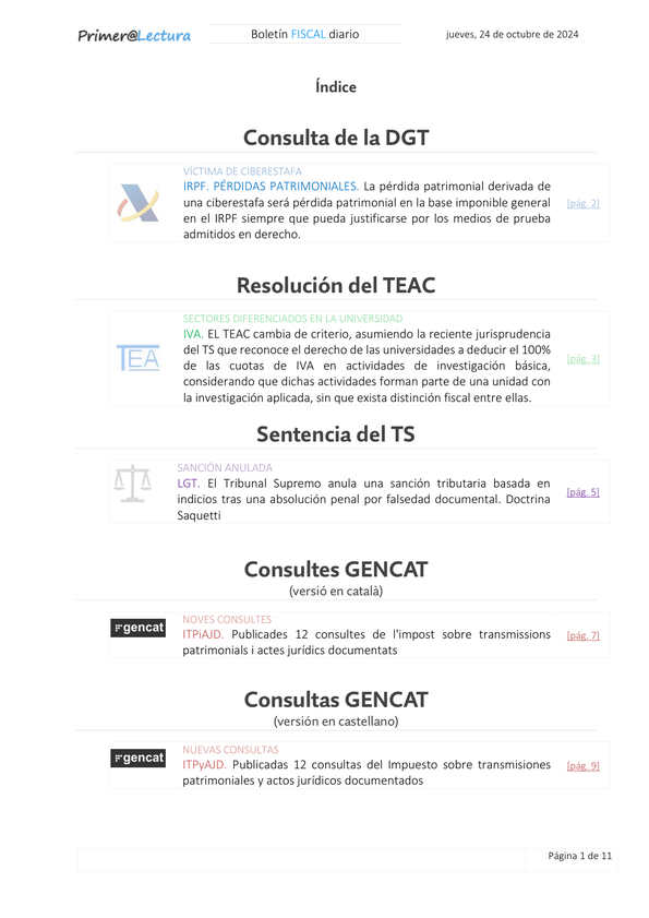 Boletín fiscal 24/10/2024
