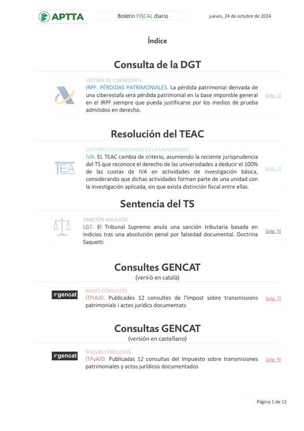 Boletín fiscal 24/10/2024