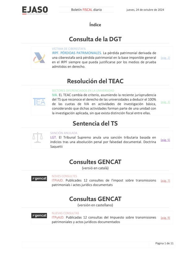 Boletín fiscal 24/10/2024