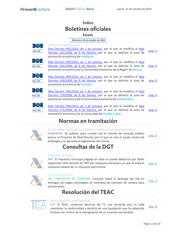 Boletín fiscal 31/10/2024