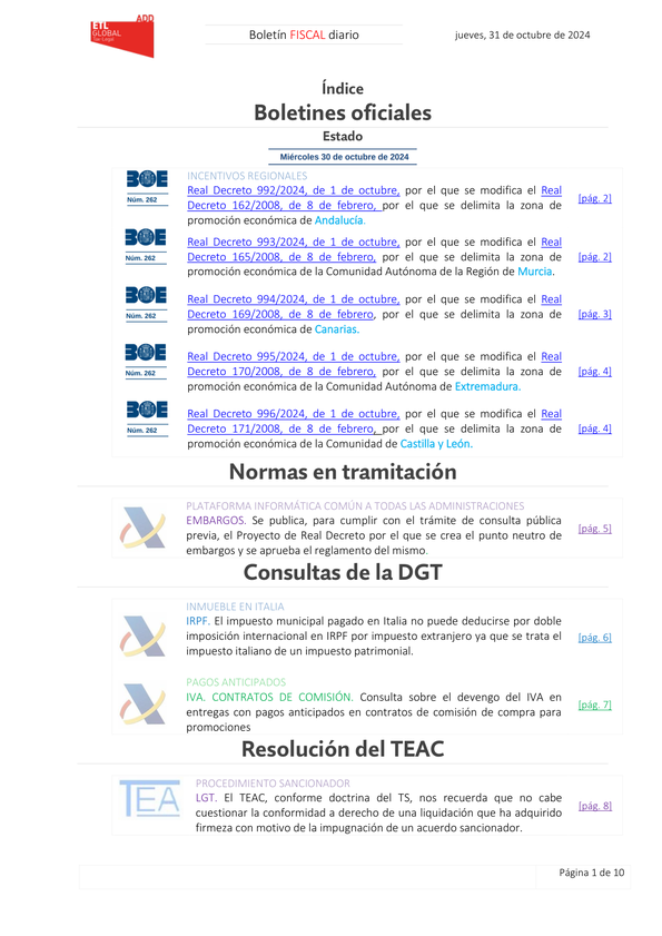 Boletín fiscal 31/10/2024