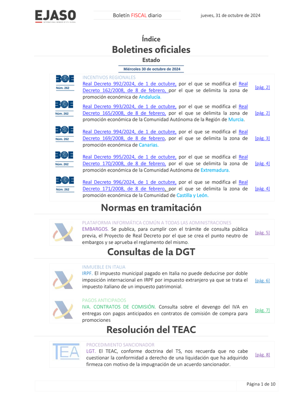 Boletín fiscal 31/10/2024