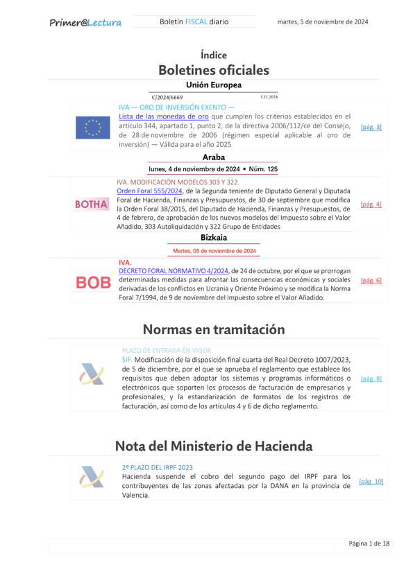 Boletín fiscal 05/11/2024
