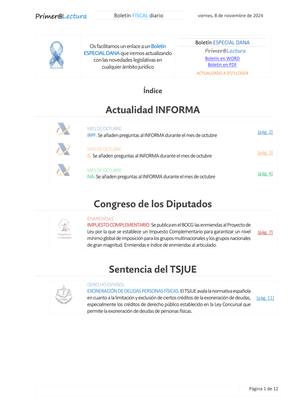 Boletín fiscal 08/11/2024