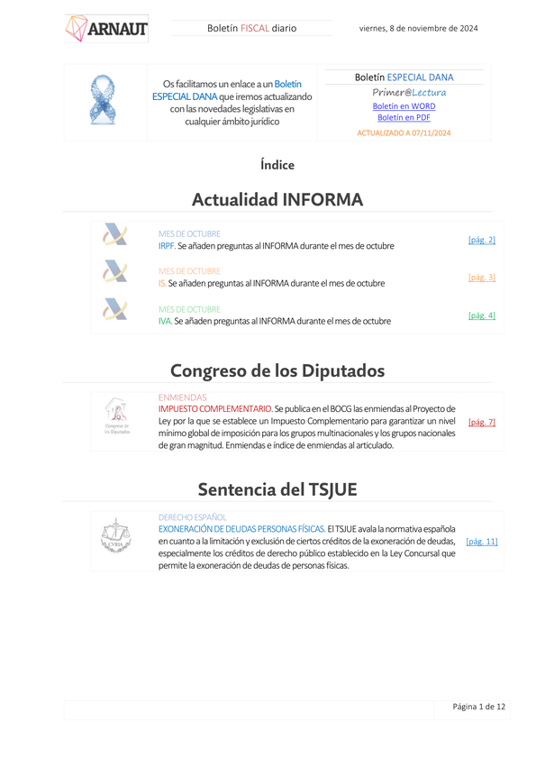 Boletín fiscal 08/11/2024