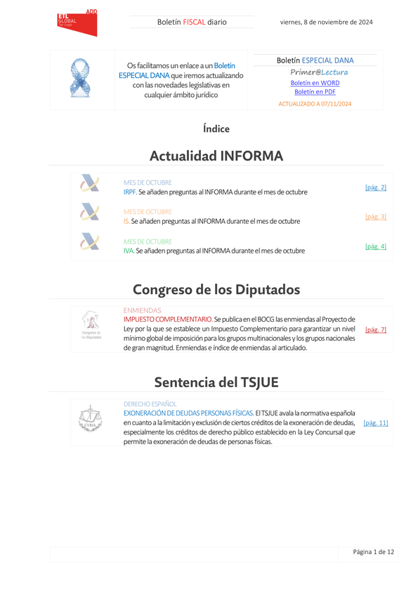 Boletín fiscal 08/11/2024