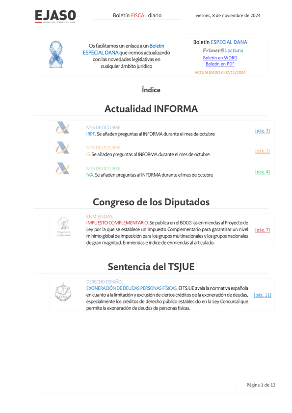 Boletín fiscal 08/11/2024