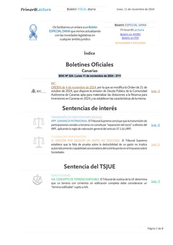 Boletín fiscal 11/11/2024