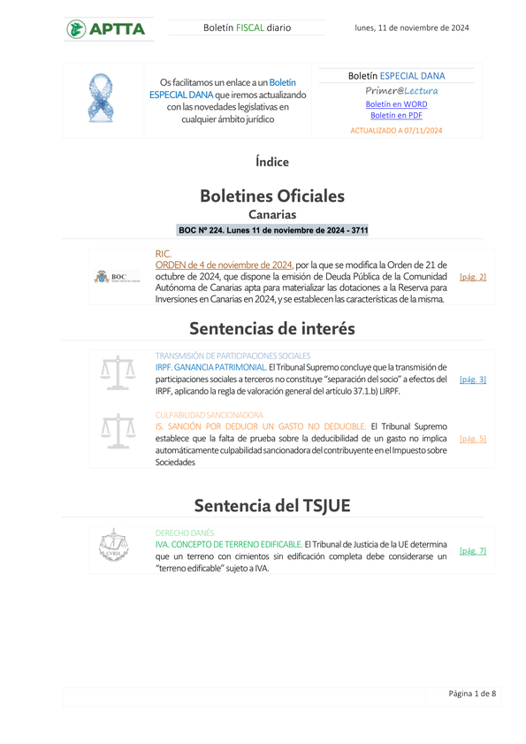 Boletín 11 11 2024 Aptta Primera Lectura Ediciones