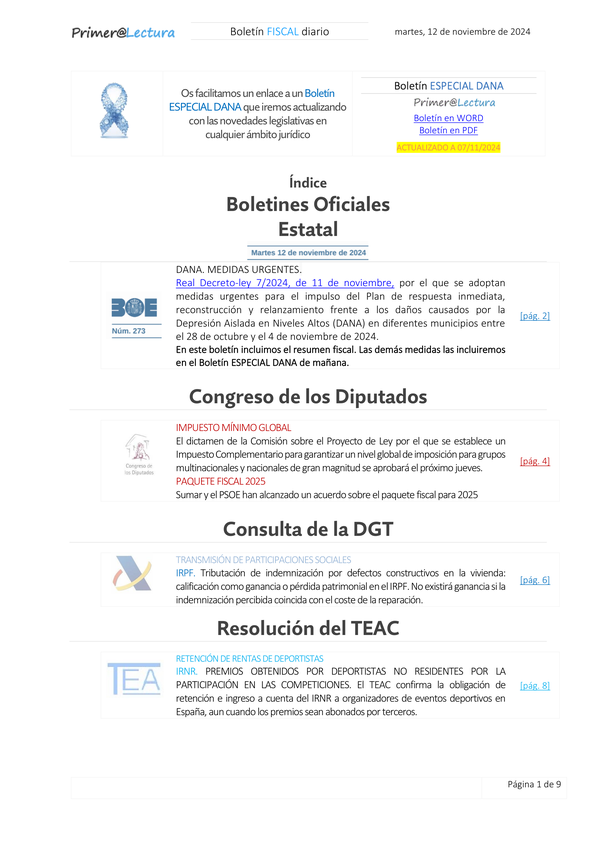 Boletín fiscal 12/11/2024