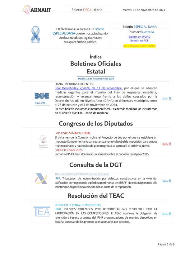 Boletín fiscal 12/11/2024