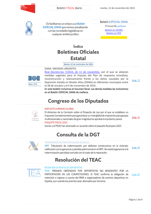 Boletín fiscal 12/11/2024