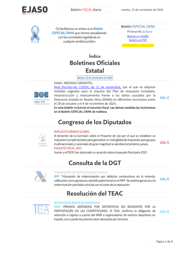 Boletín fiscal 12/11/2024