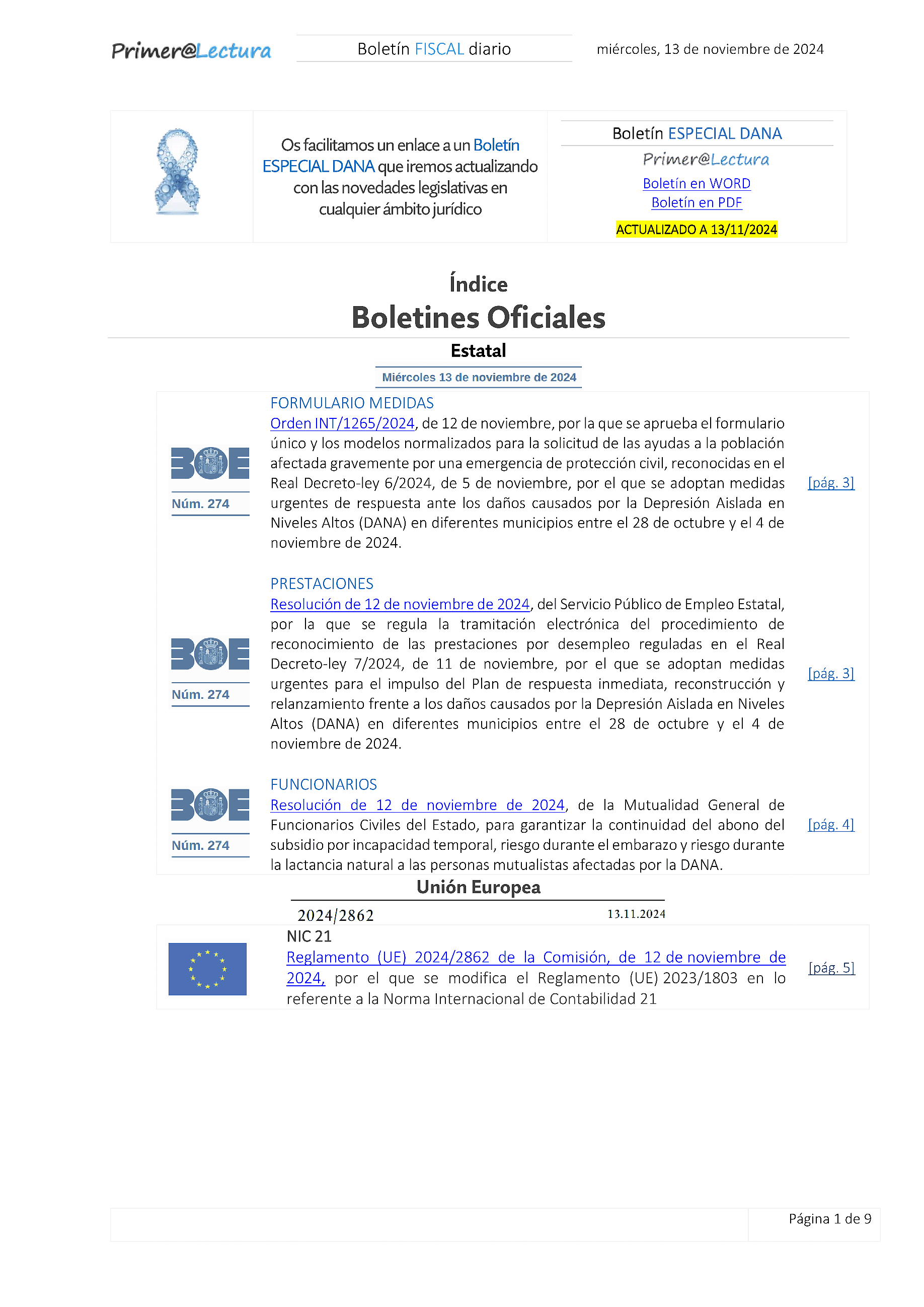 Boletín fiscal 13/11/2024