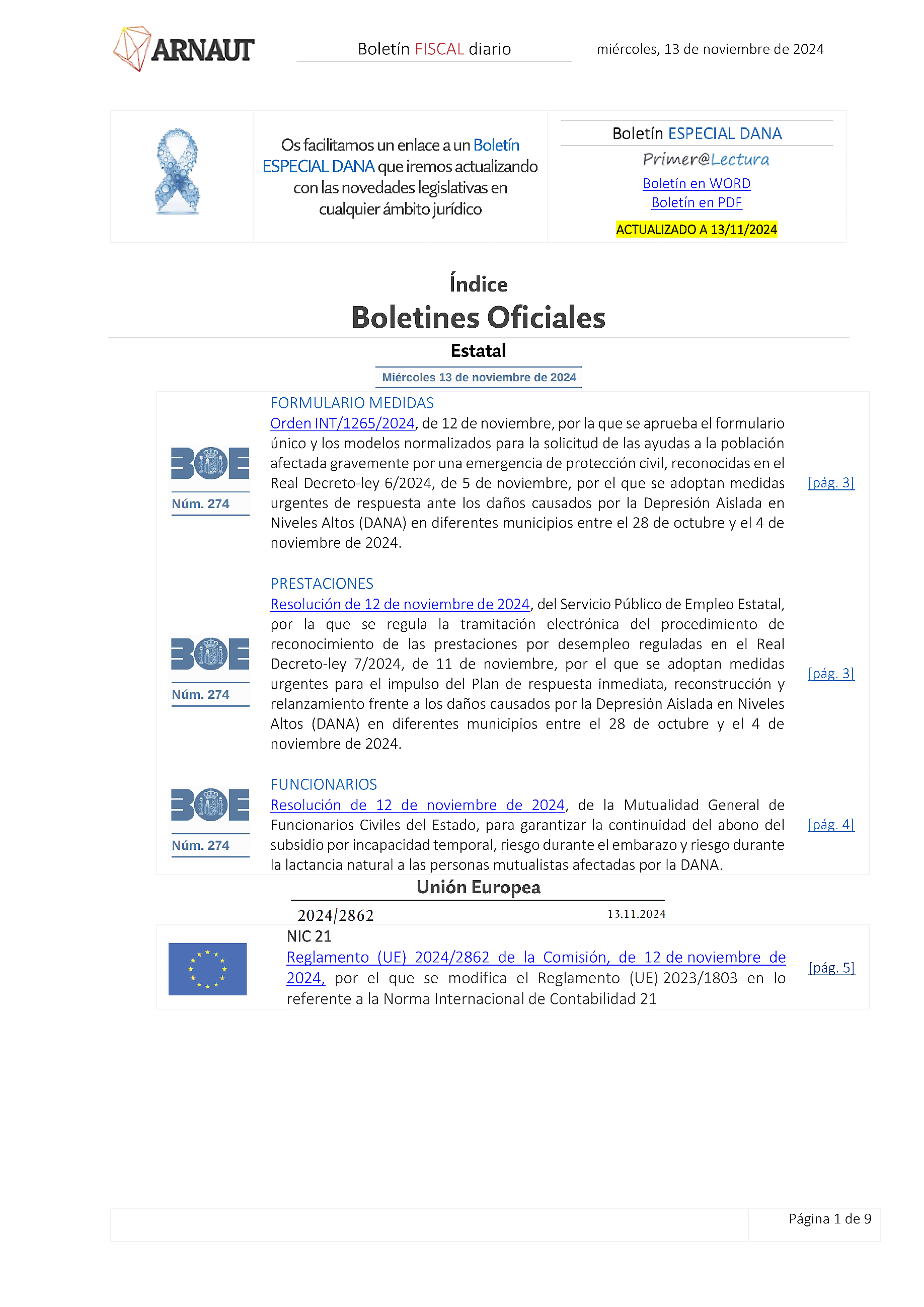 Boletín fiscal 13/11/2024