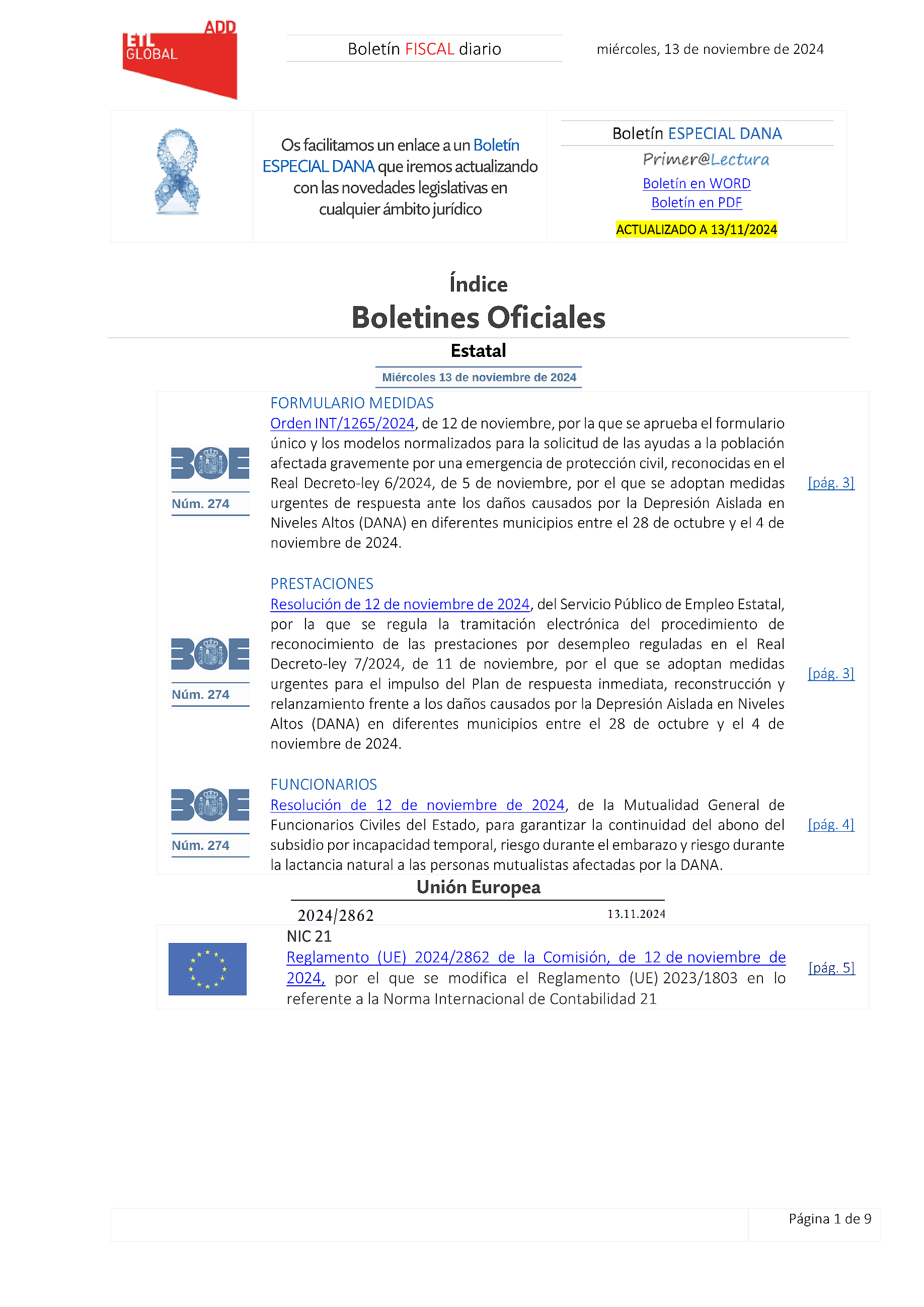 Boletín fiscal 13/11/2024