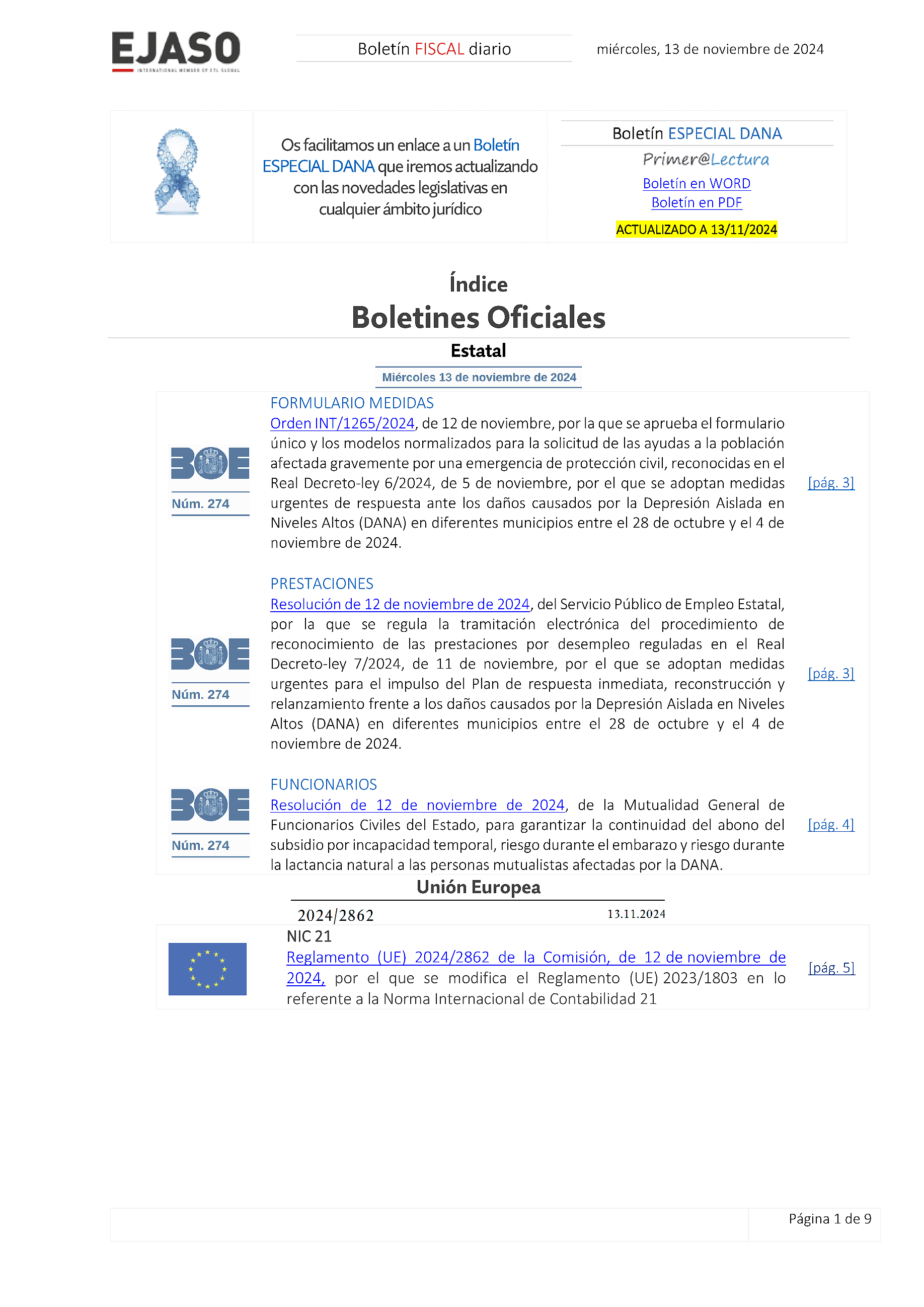 Boletín fiscal 13/11/2024
