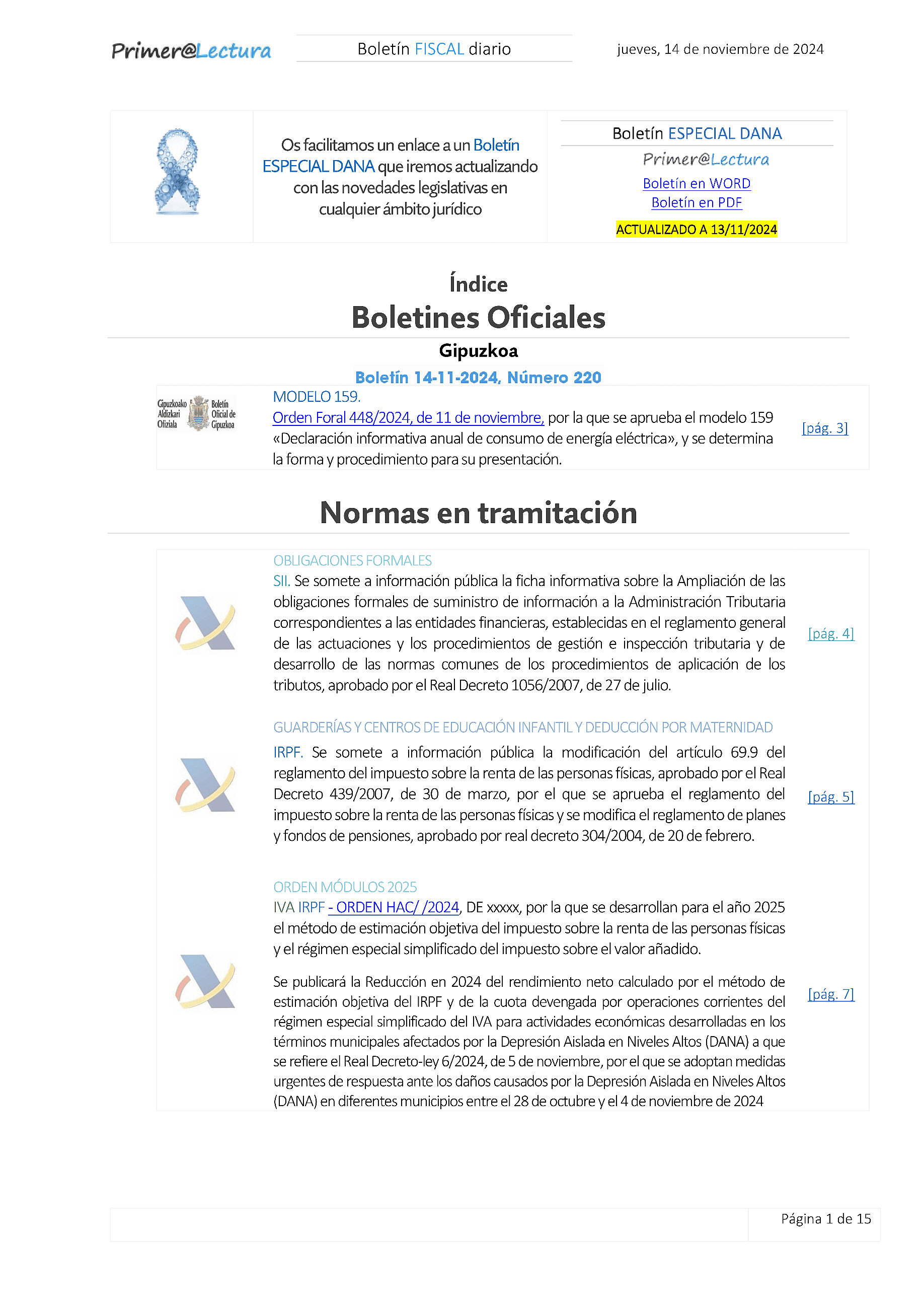 Boletín fiscal 14/11/2024