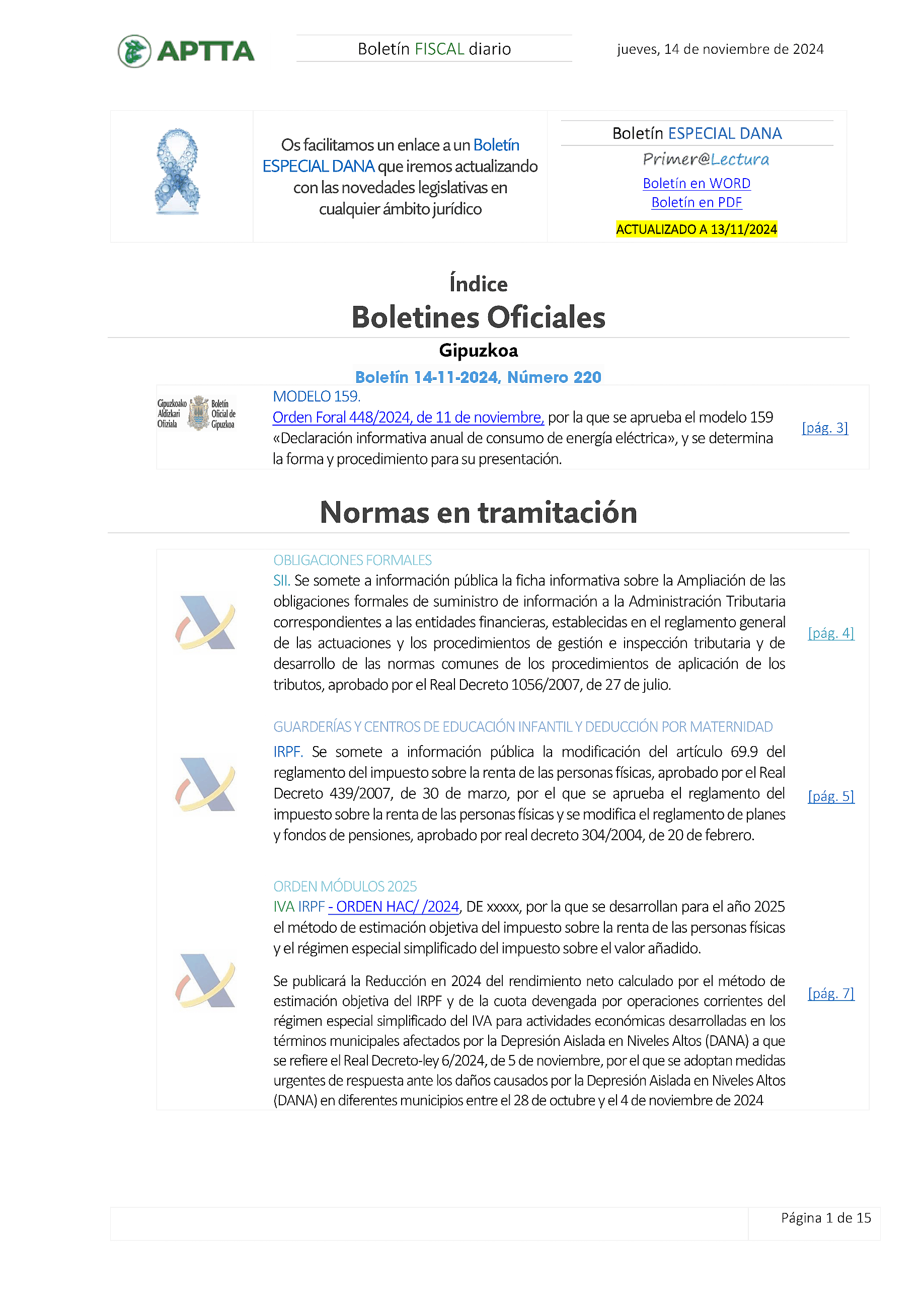 Boletín fiscal 14/11/2024