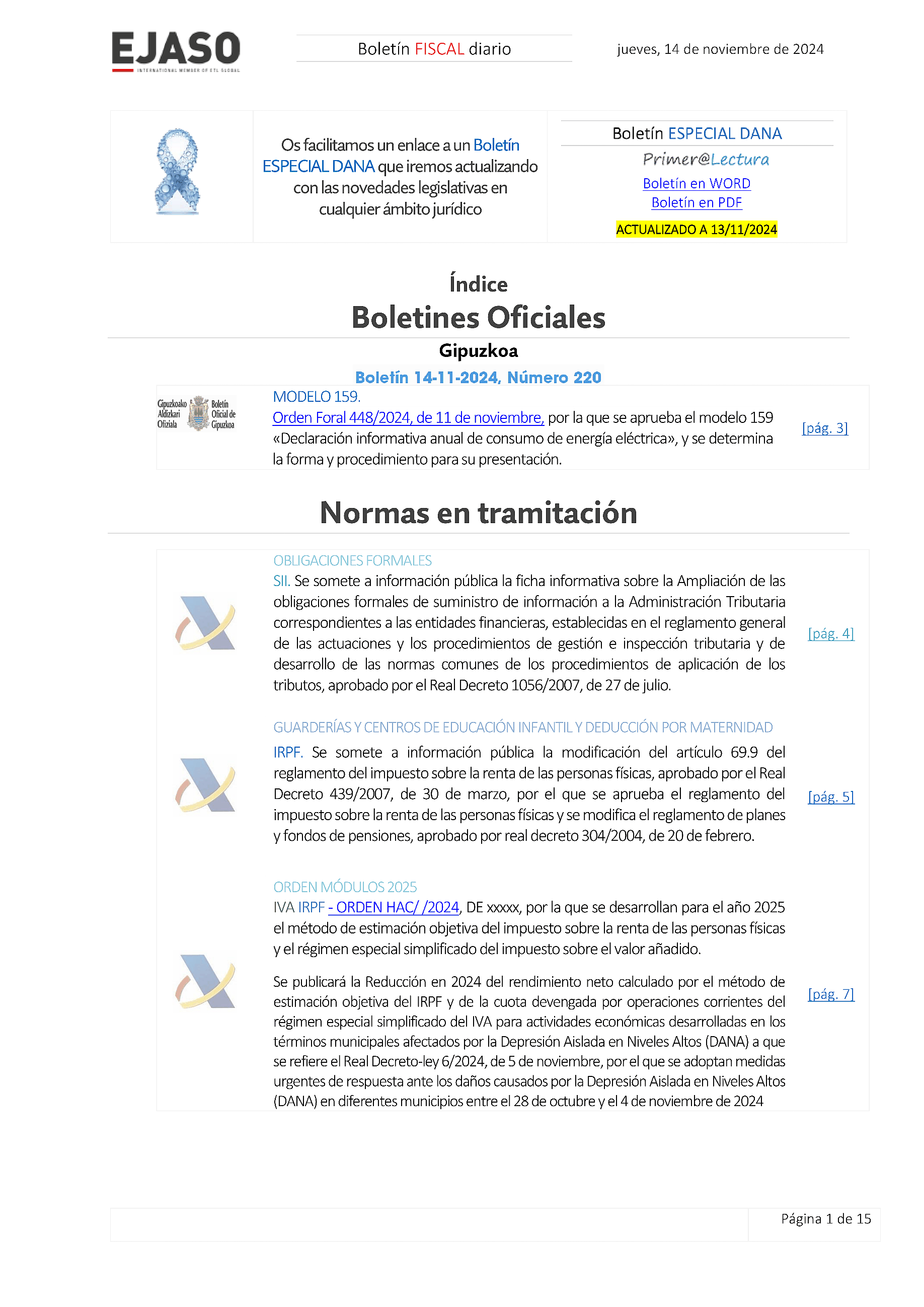 Boletín fiscal 14/11/2024
