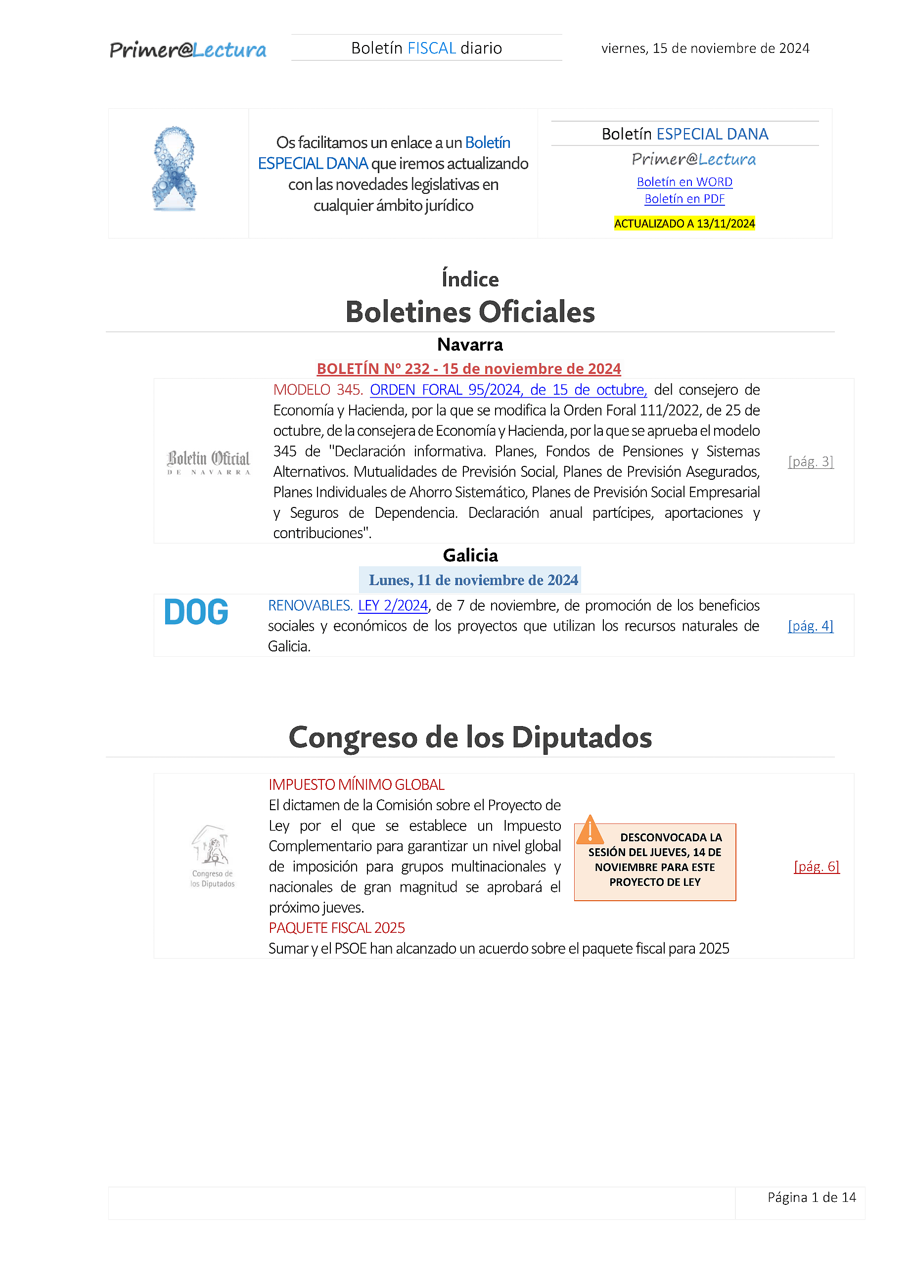 Boletín fiscal 15/11/2024