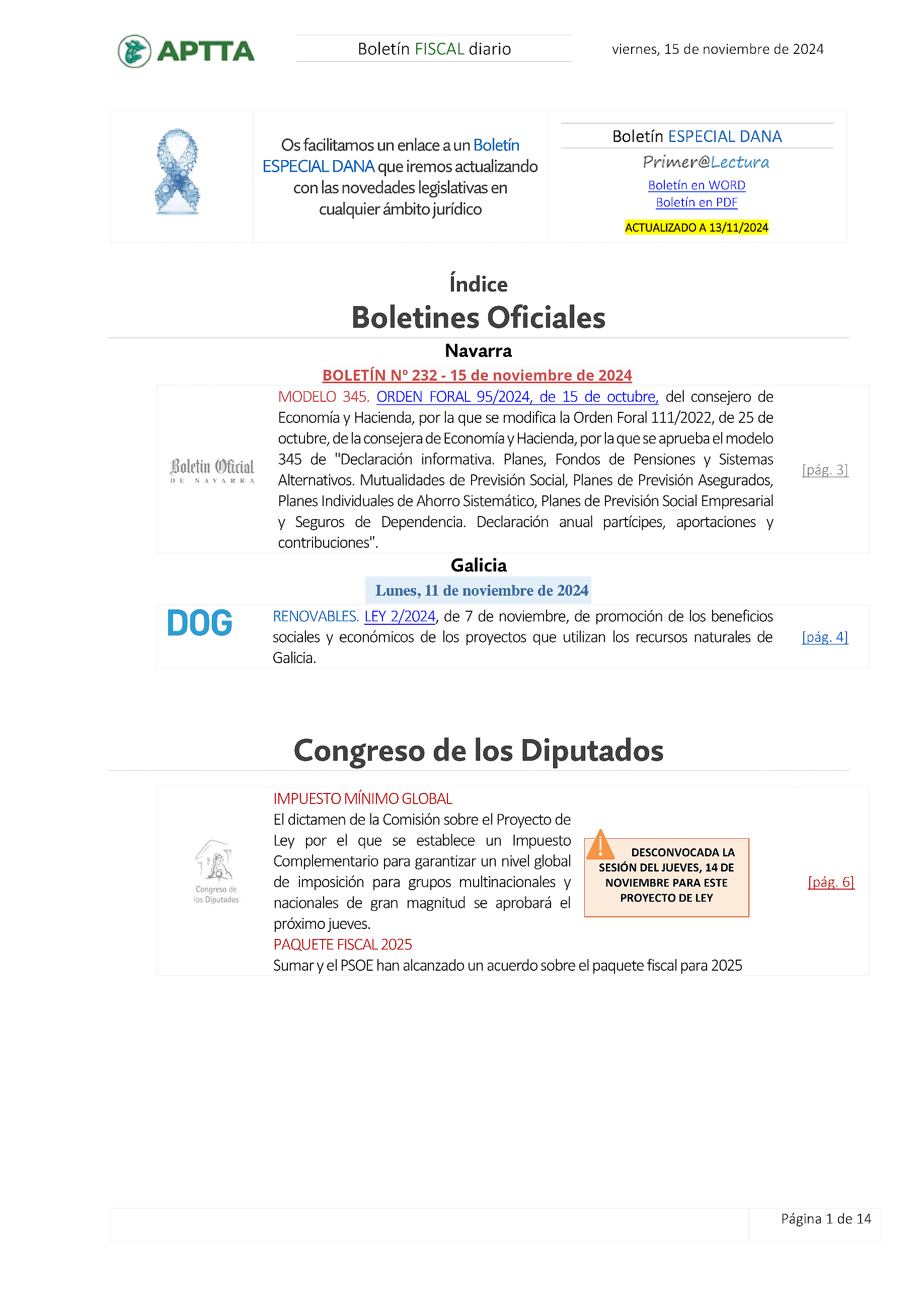 Boletín fiscal 15/11/2024