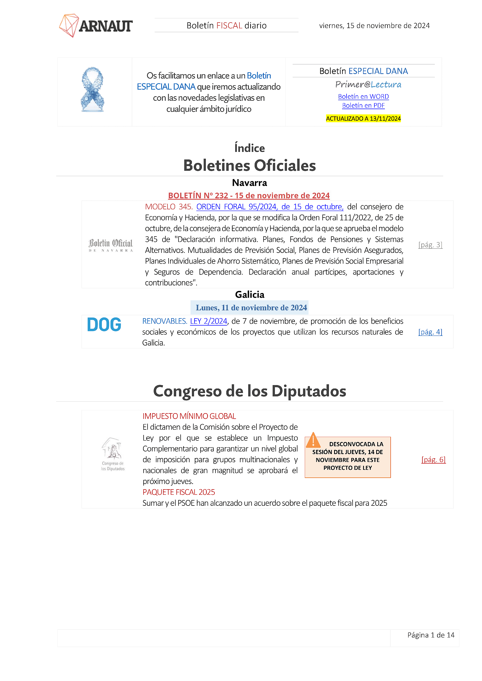 Boletín fiscal 15/11/2024