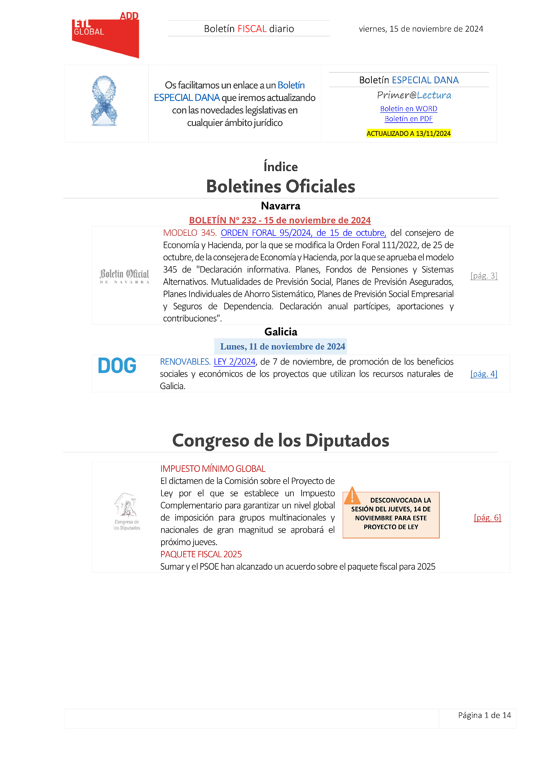 Boletín fiscal 15/11/2024