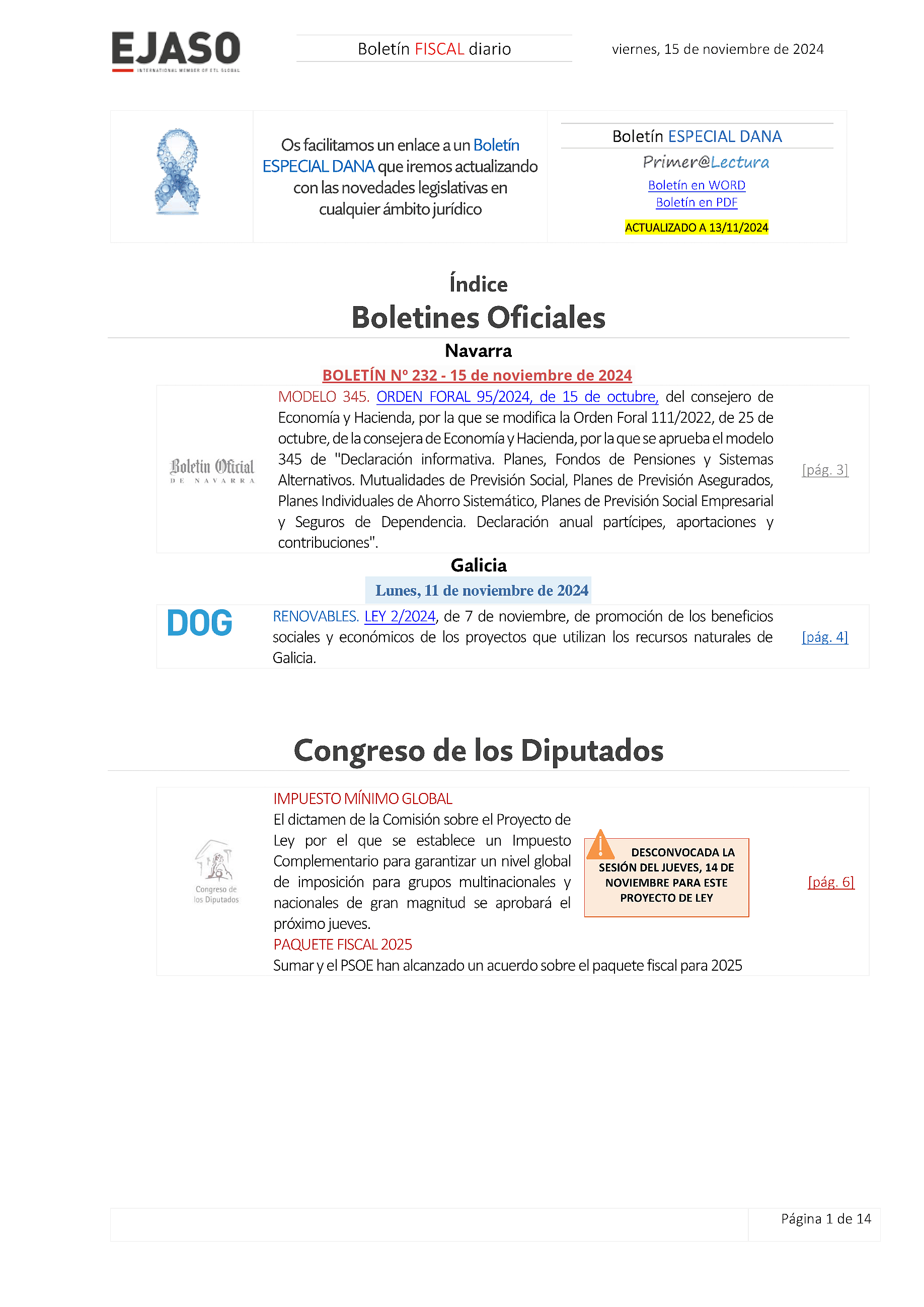 Boletín fiscal 15/11/2024