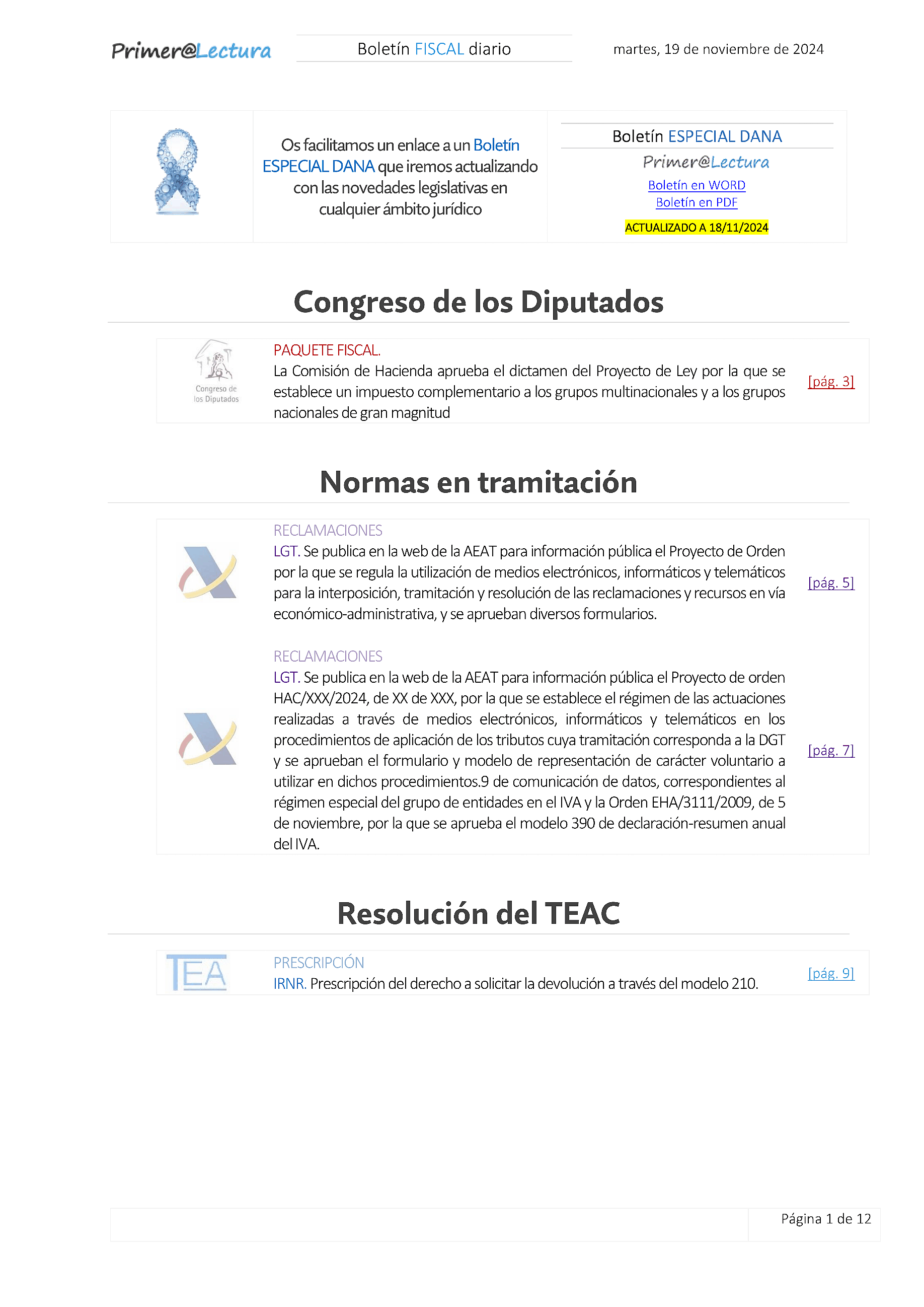 Boletín fiscal 19/11/2024