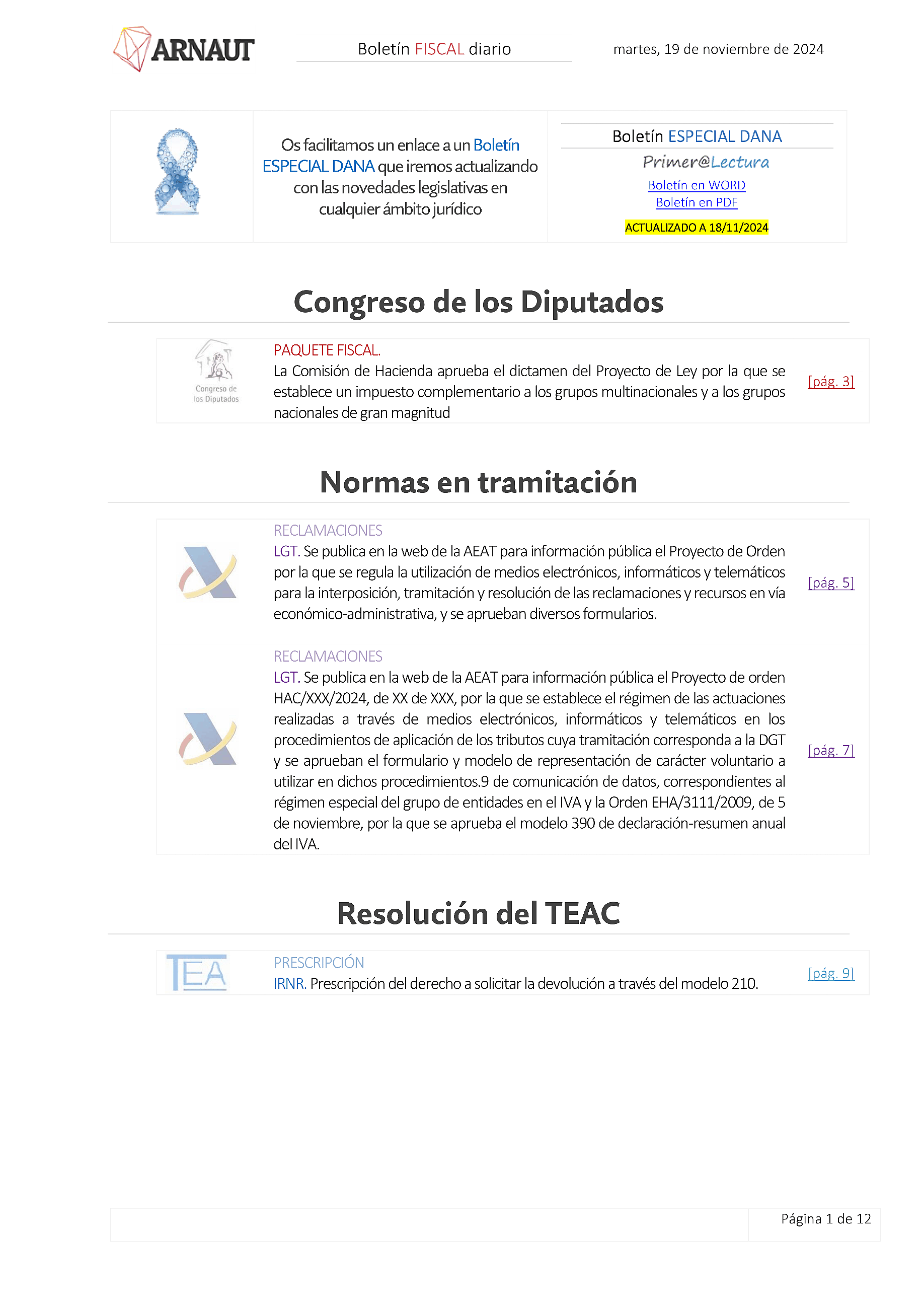 Boletín fiscal 19/11/2024