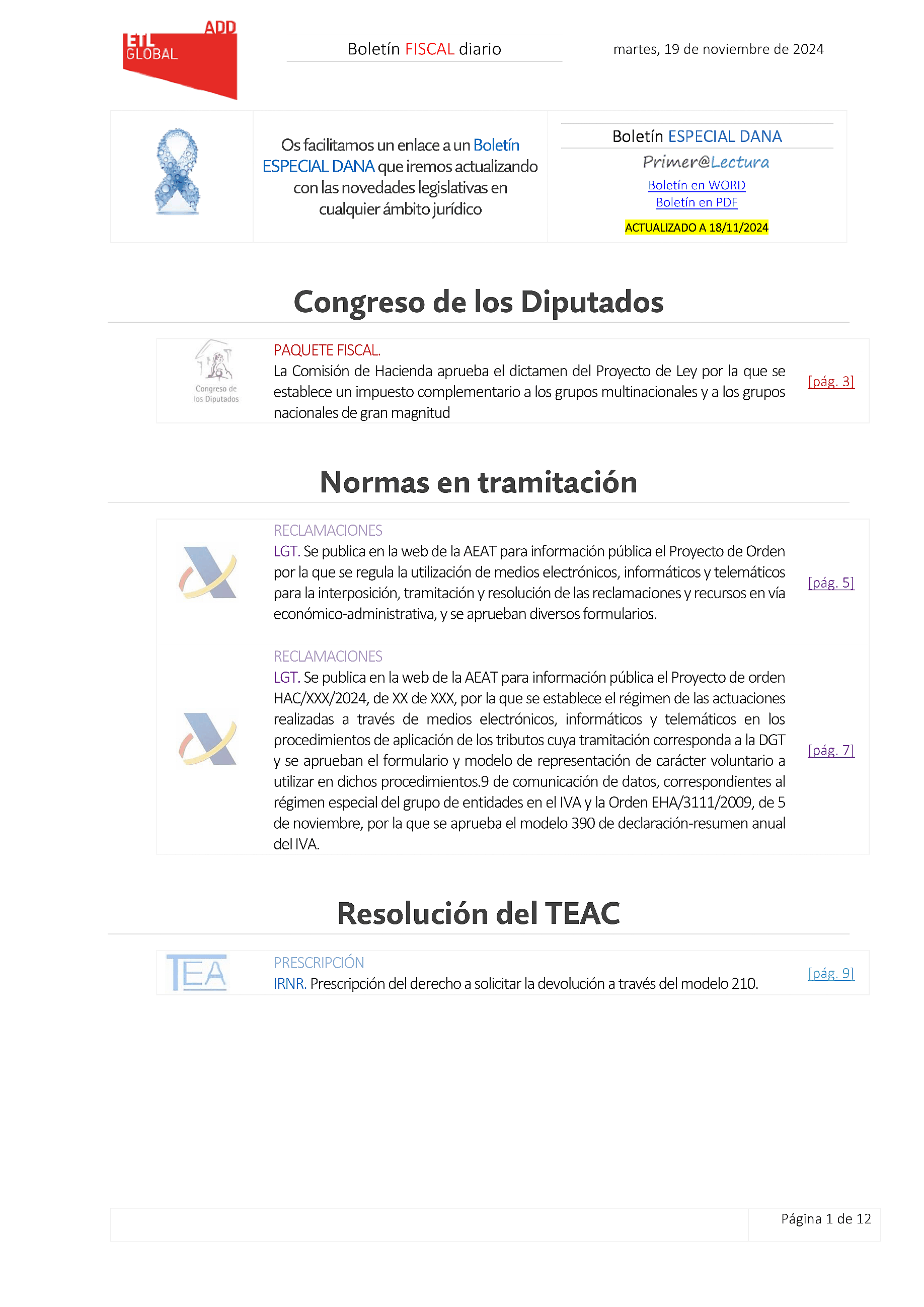 Boletín fiscal 19/11/2024