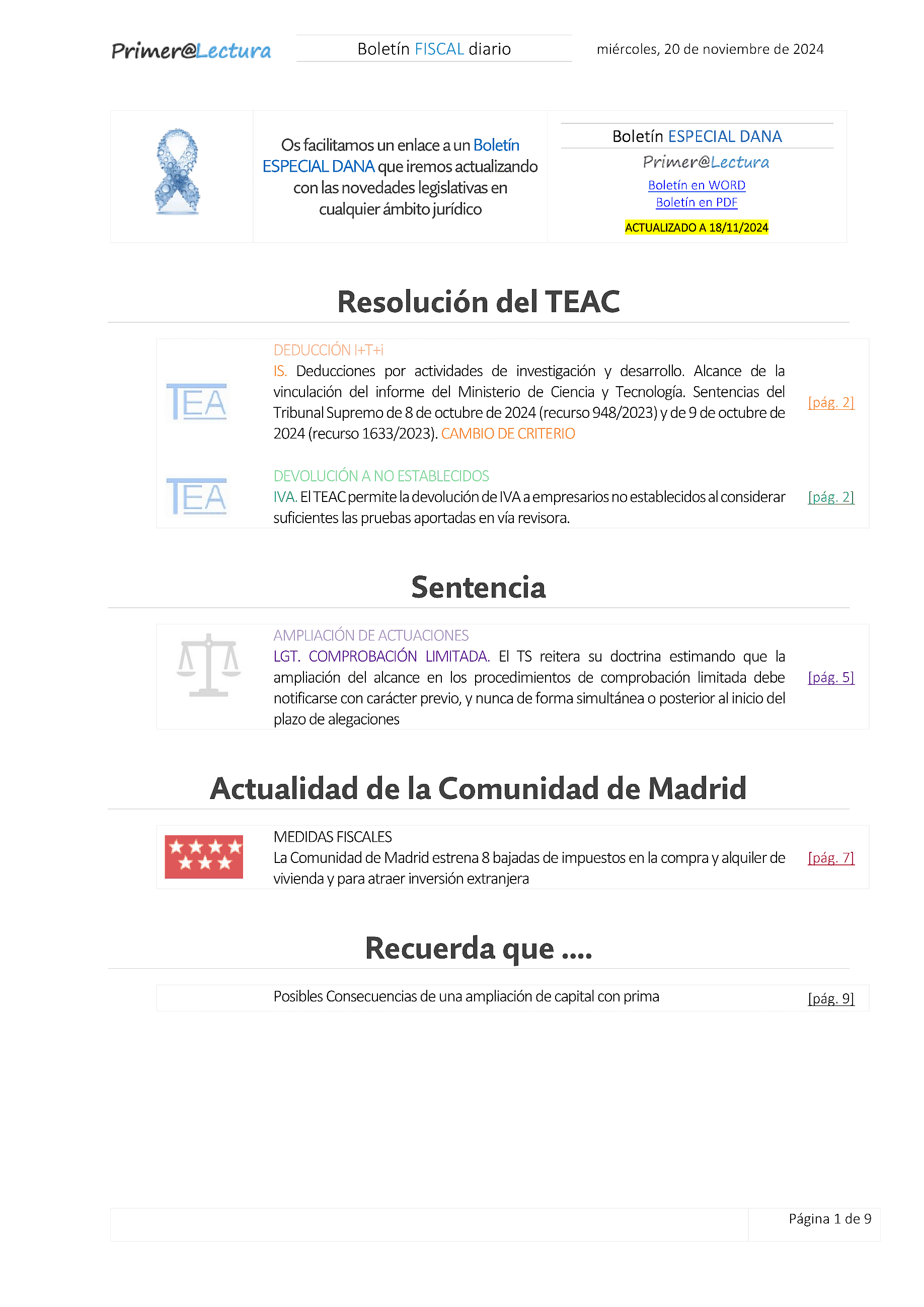 Boletín fiscal 20/11/2024