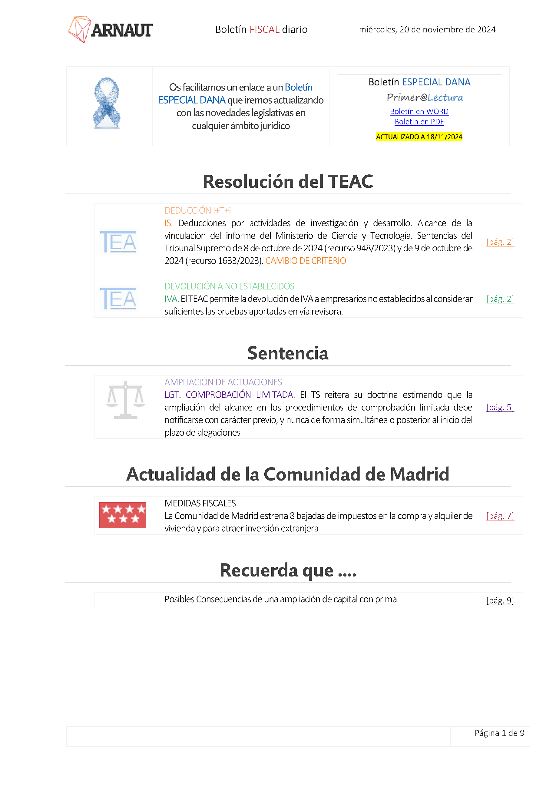 Boletín fiscal 20/11/2024