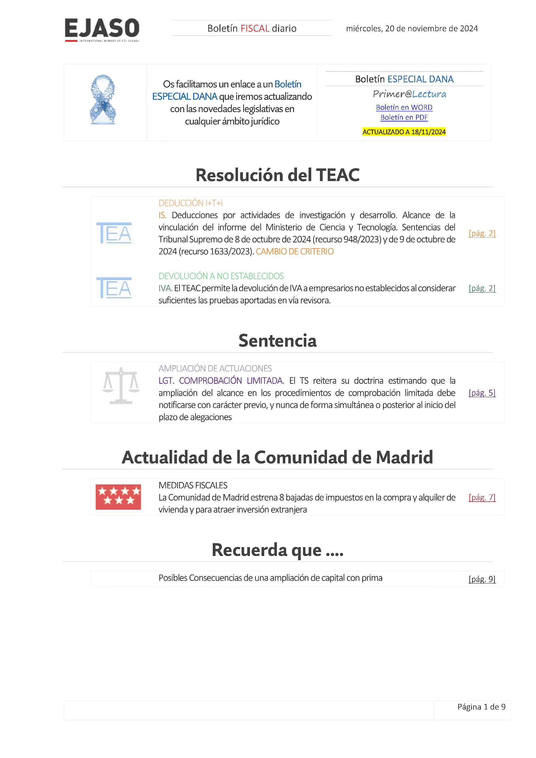 Boletín fiscal 20/11/2024