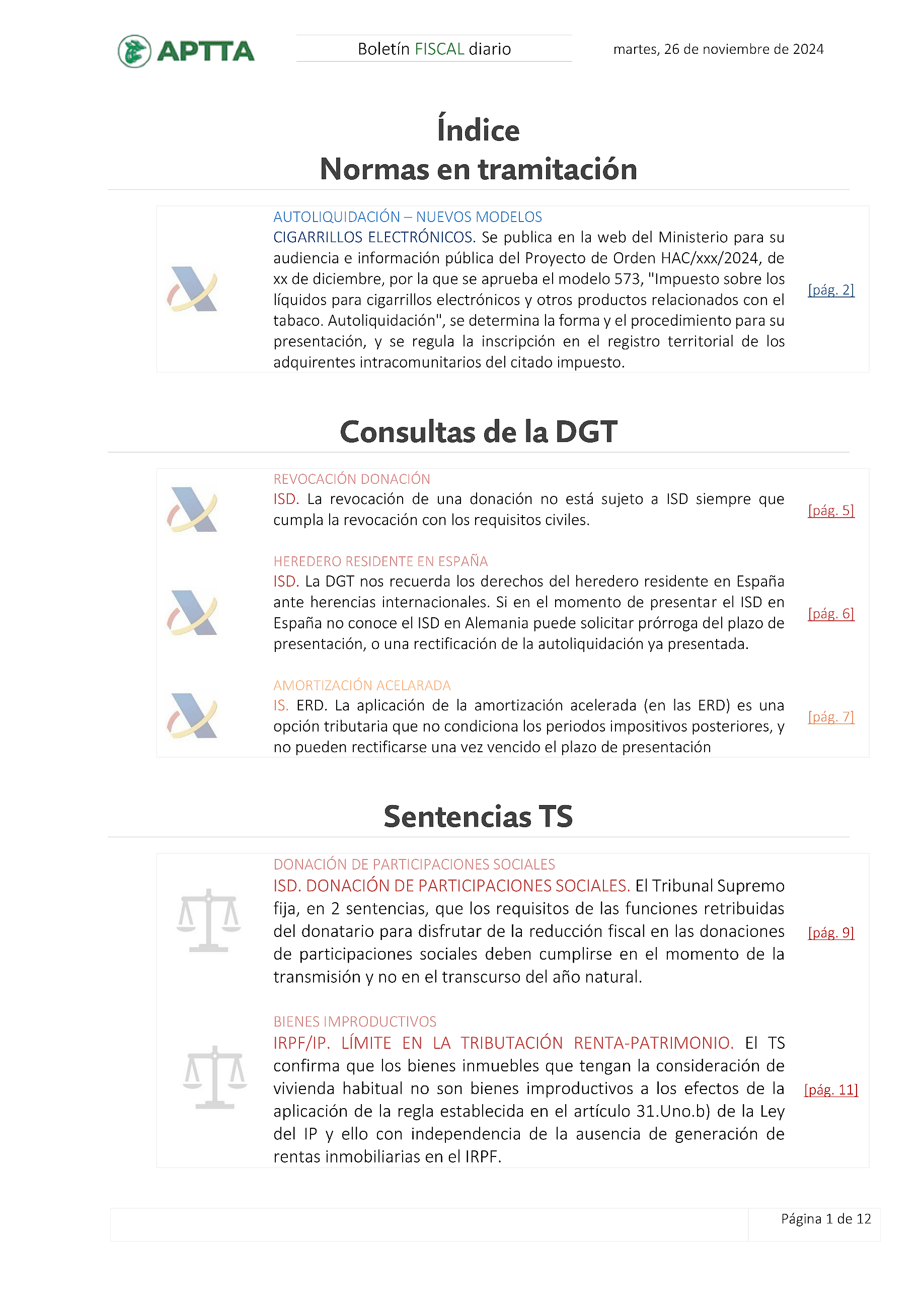 Boletín fiscal 26/11/2024