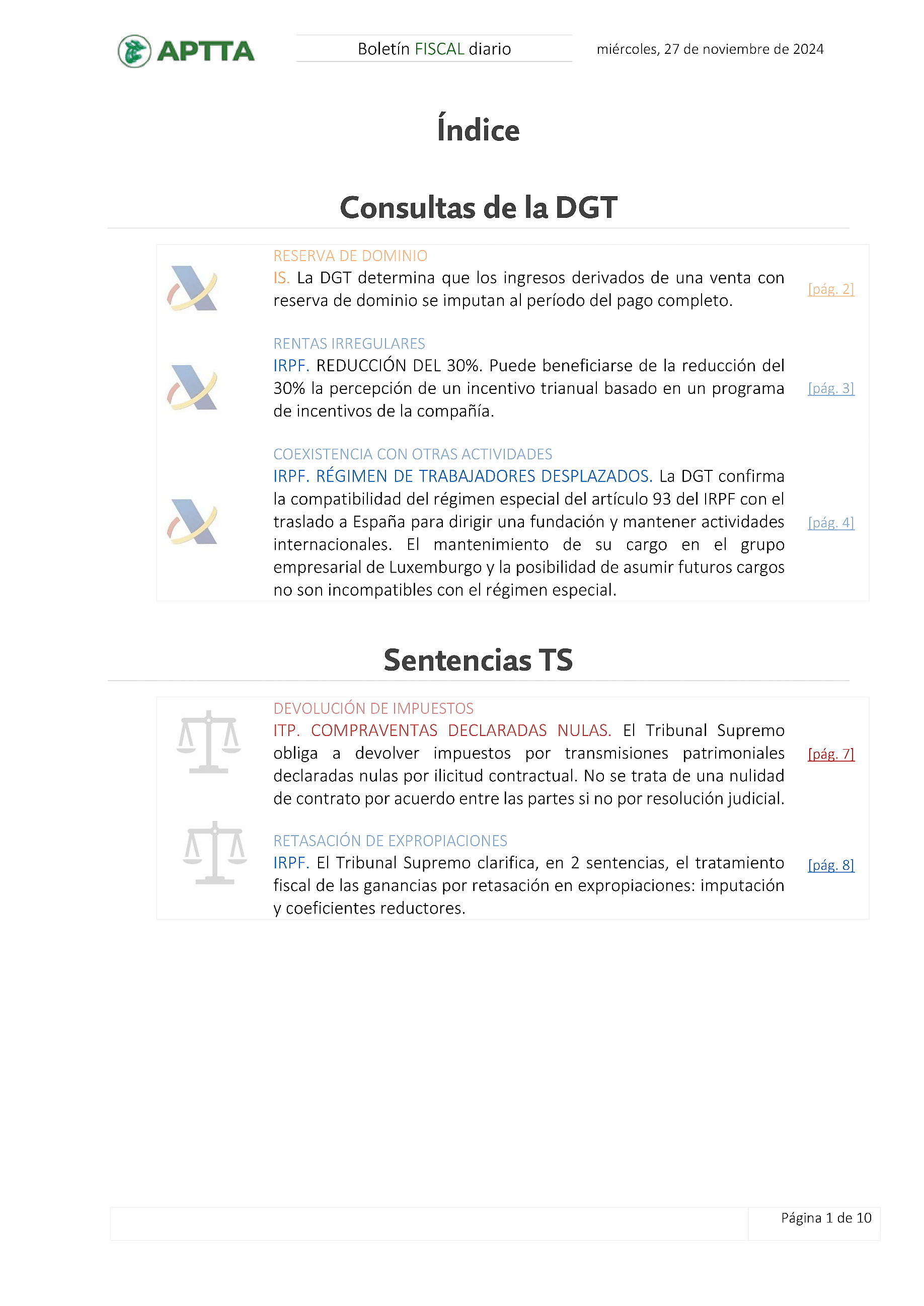 Boletín fiscal 27/11/2024