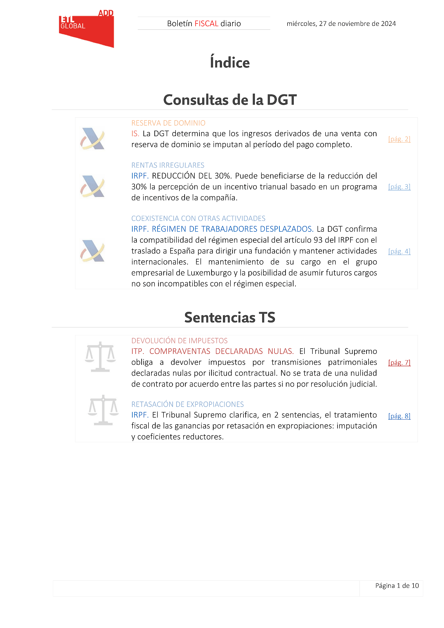 Boletín fiscal 27/11/2024