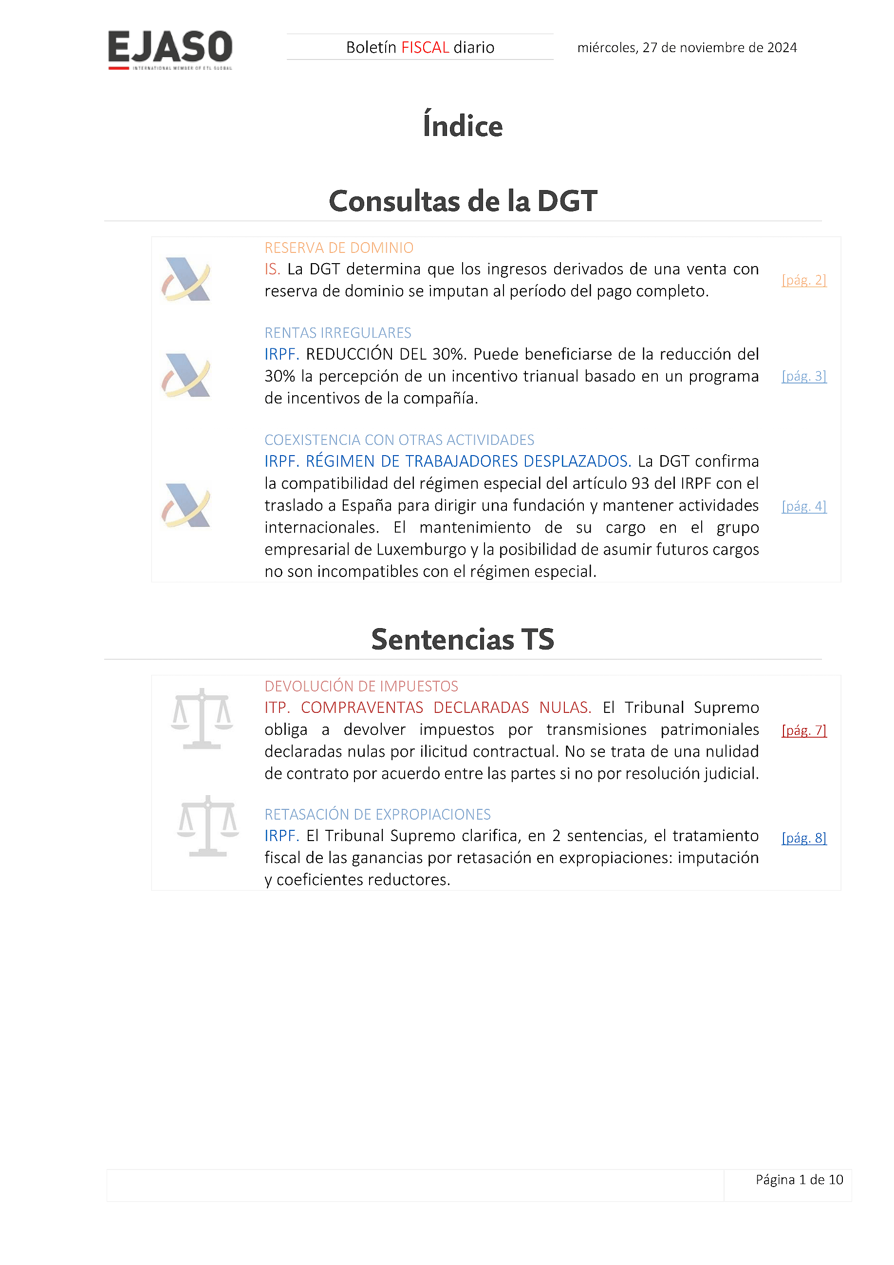 Boletín fiscal 27/11/2024