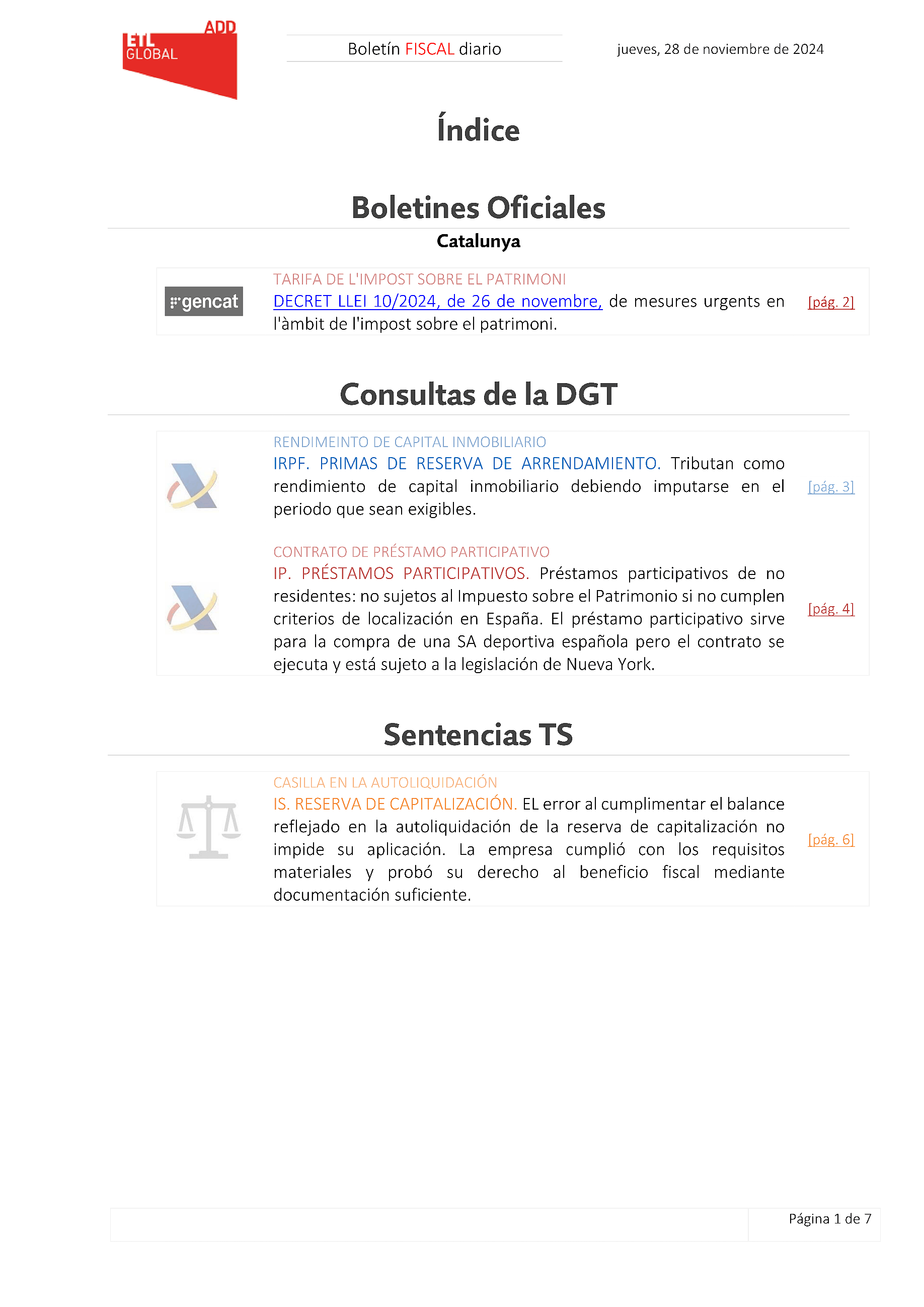 Boletín fiscal 28/11/2024