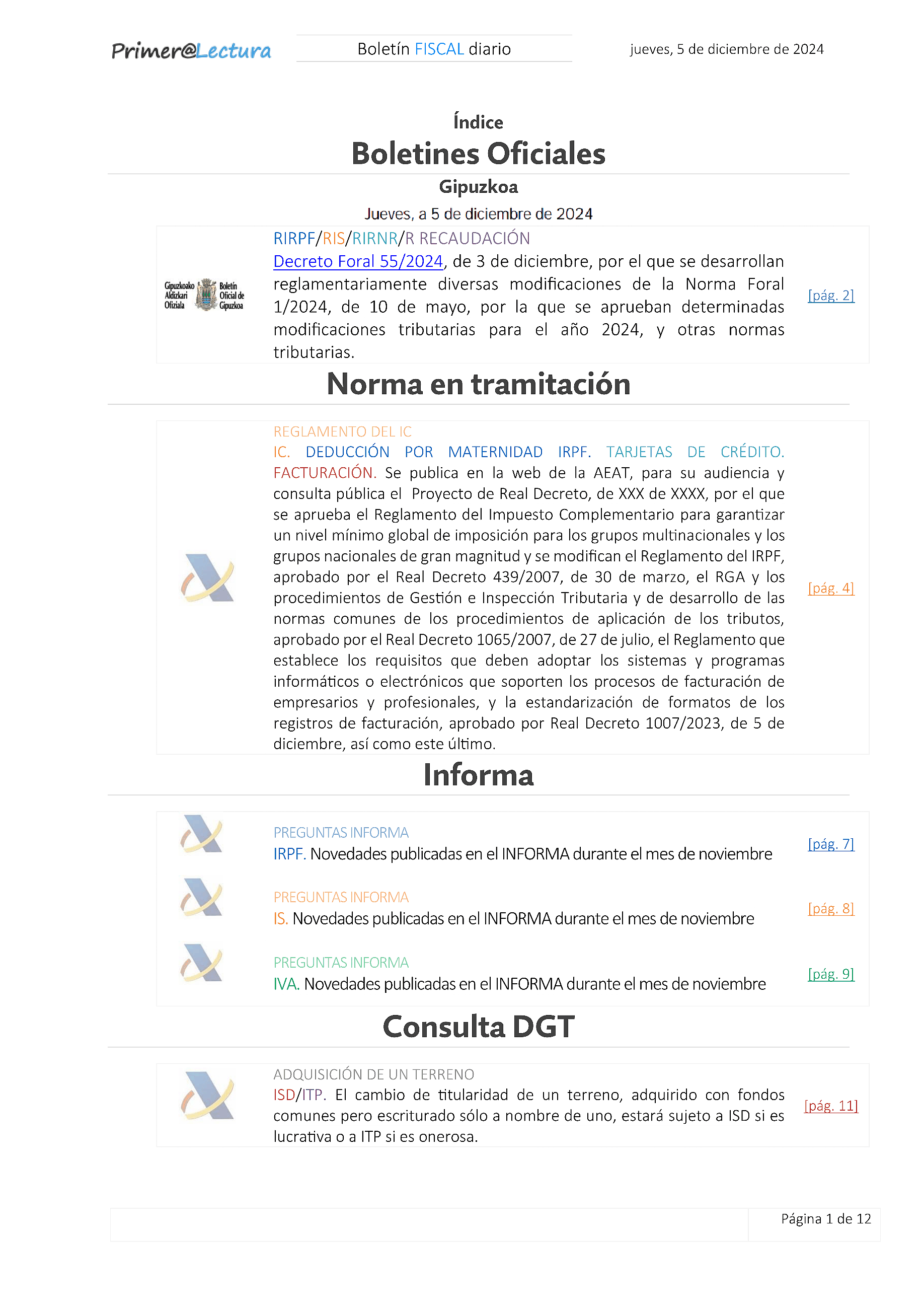 Boletín fiscal 05/12/2024